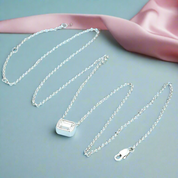 1.0 Ct Emerald Cut Diamond Pendant Necklace-Black Diamonds New York