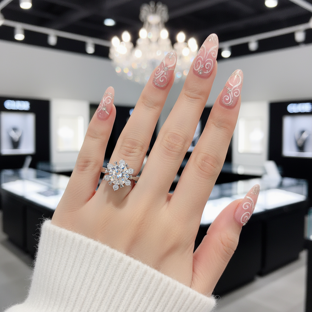 1ct Flower Round Diamond Ring-Black Diamonds New York