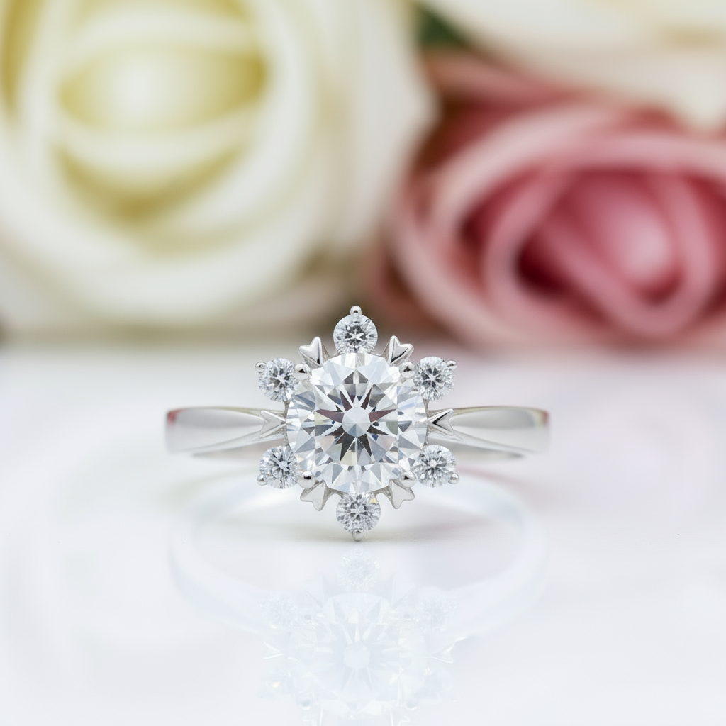 1ct Flower Round Diamond Ring-Black Diamonds New York