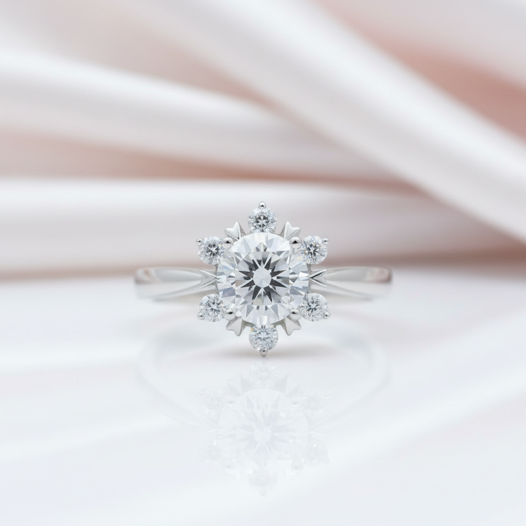 1ct Flower Round Diamond Option Ring-Black Diamonds New York
