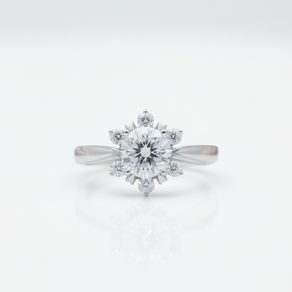 1ct Flower Round Diamond Option Ring-Black Diamonds New York