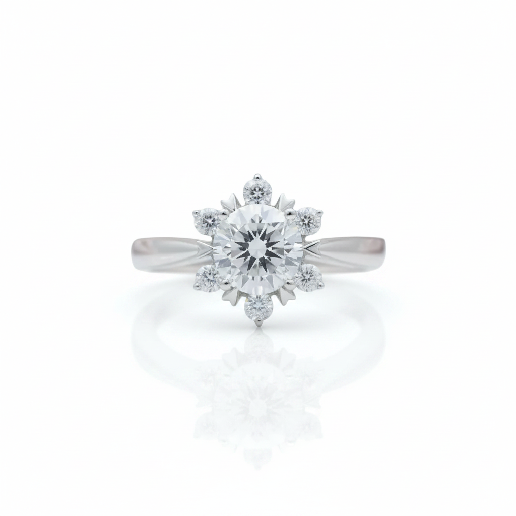 1ct Flower Round Diamond Option Ring-Black Diamonds New York