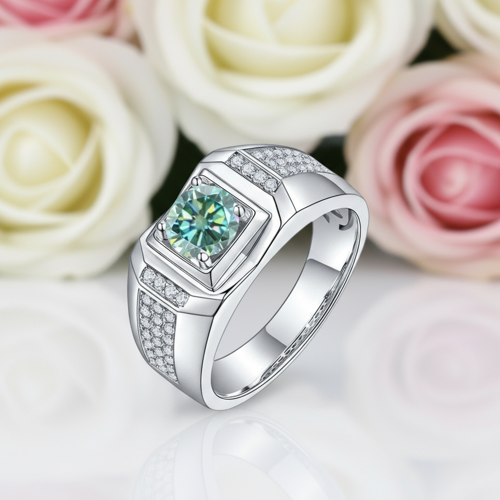 1ct Green Diamond Classic Band-Black Diamonds New York