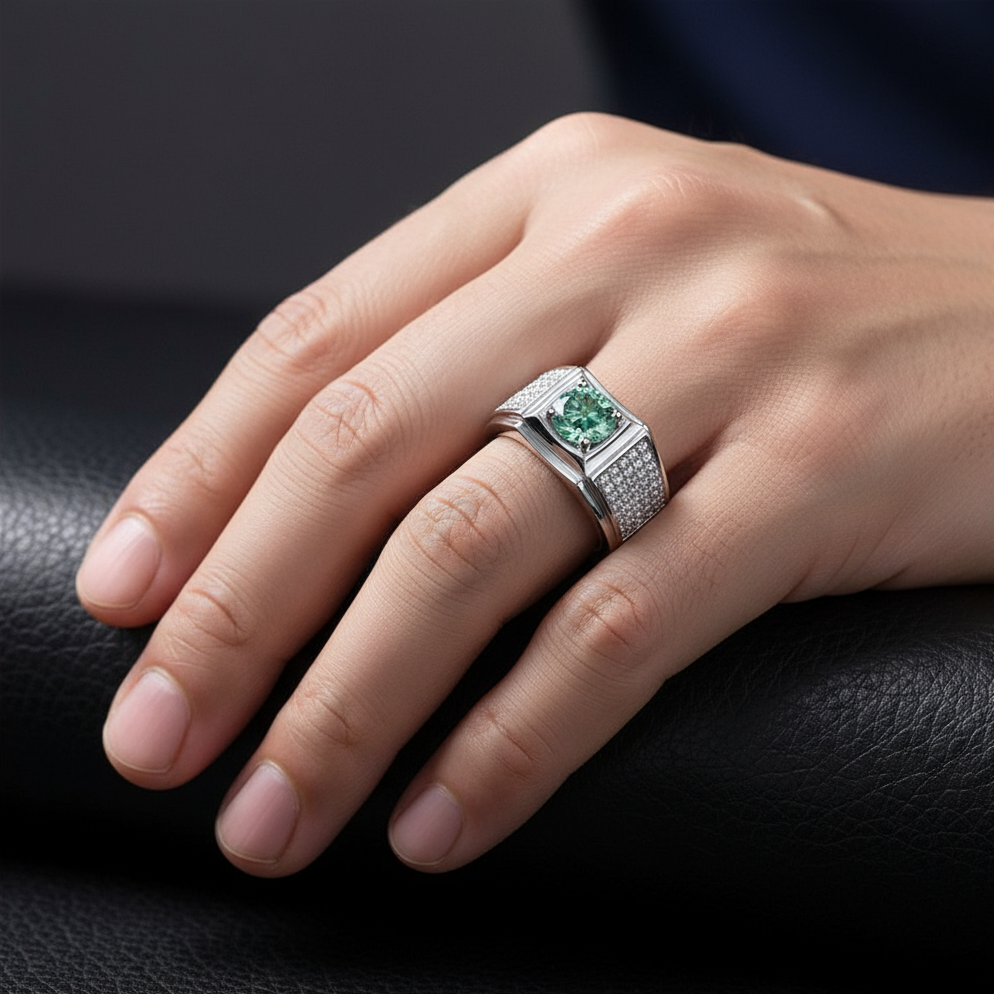 1ct Green Diamond Classic Band-Black Diamonds New York