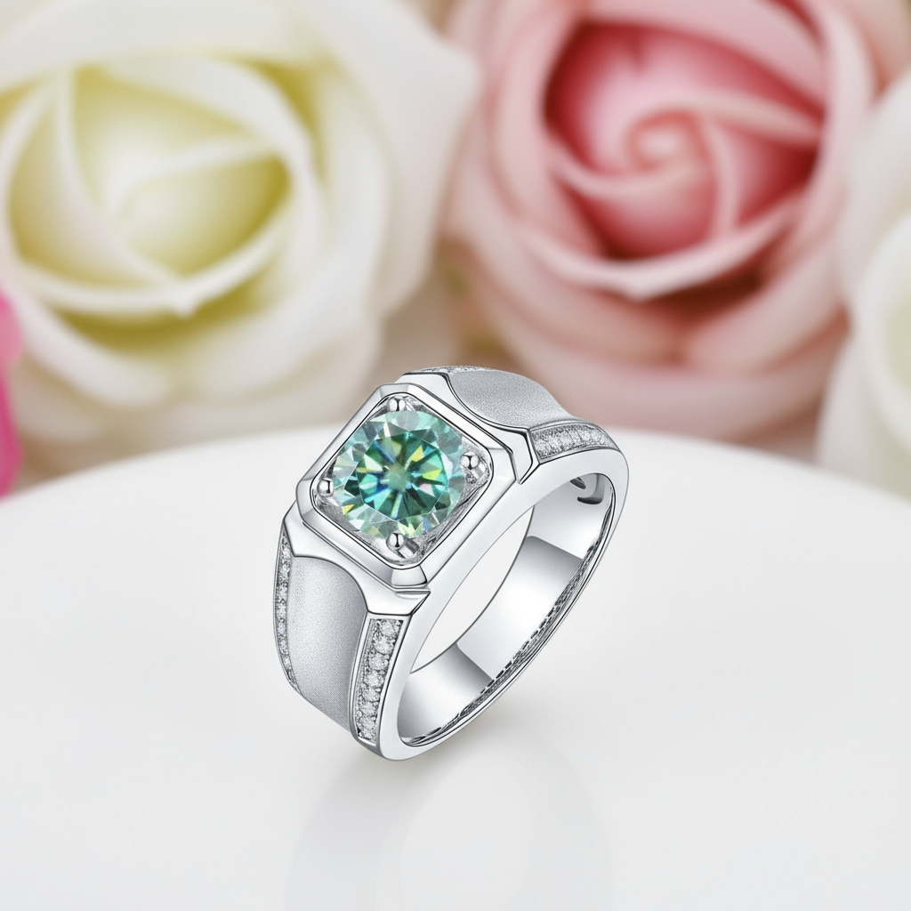 1ct Green Diamond Classic Band-Black Diamonds New York