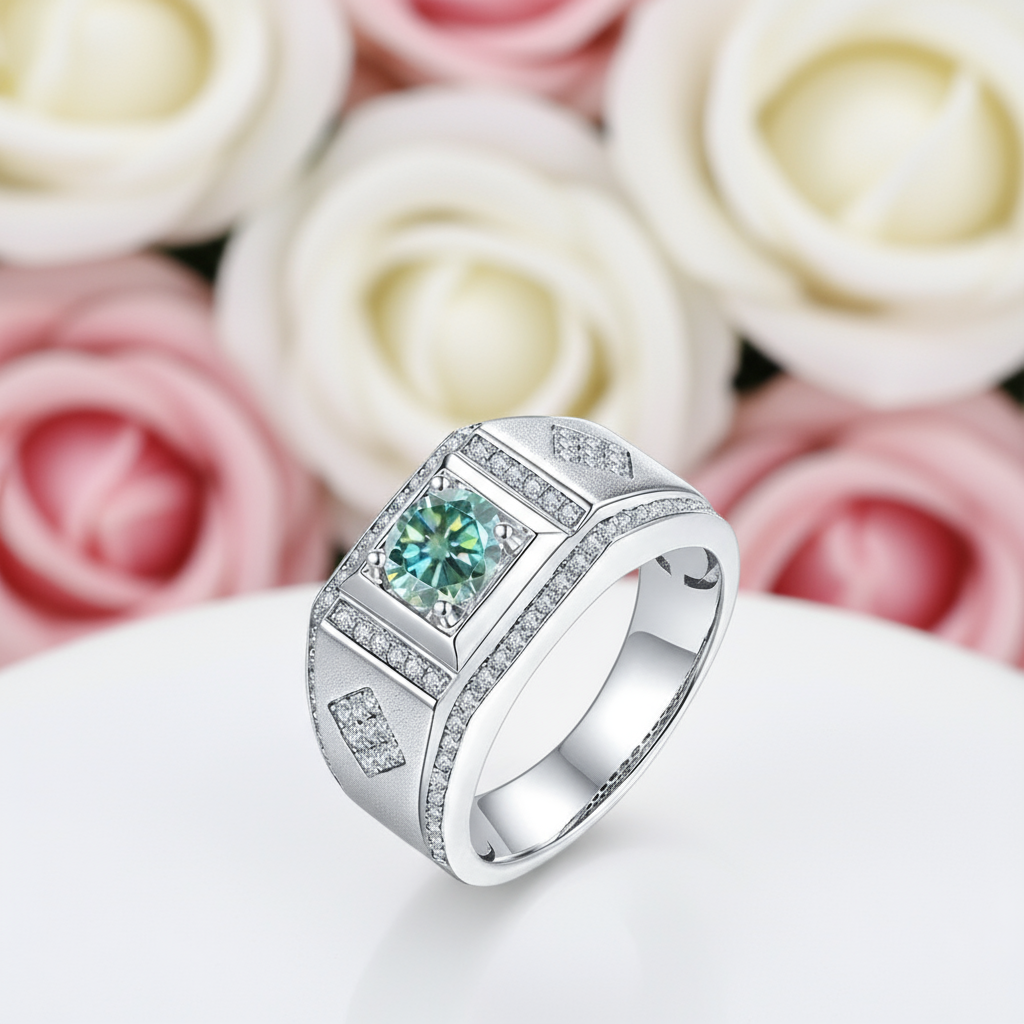 1ct Green Diamond Classic Band-Black Diamonds New York