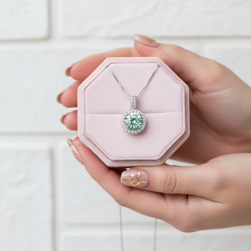 1.0 Ct Green Diamond Necklace-Black Diamonds New York