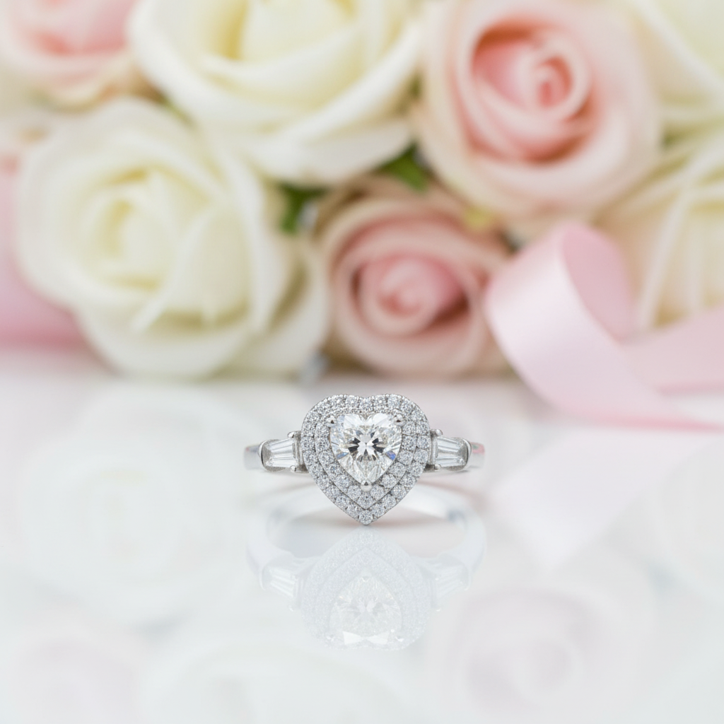 1ct Heart Cut Diamond Option Engagement Ring-Black Diamonds New York