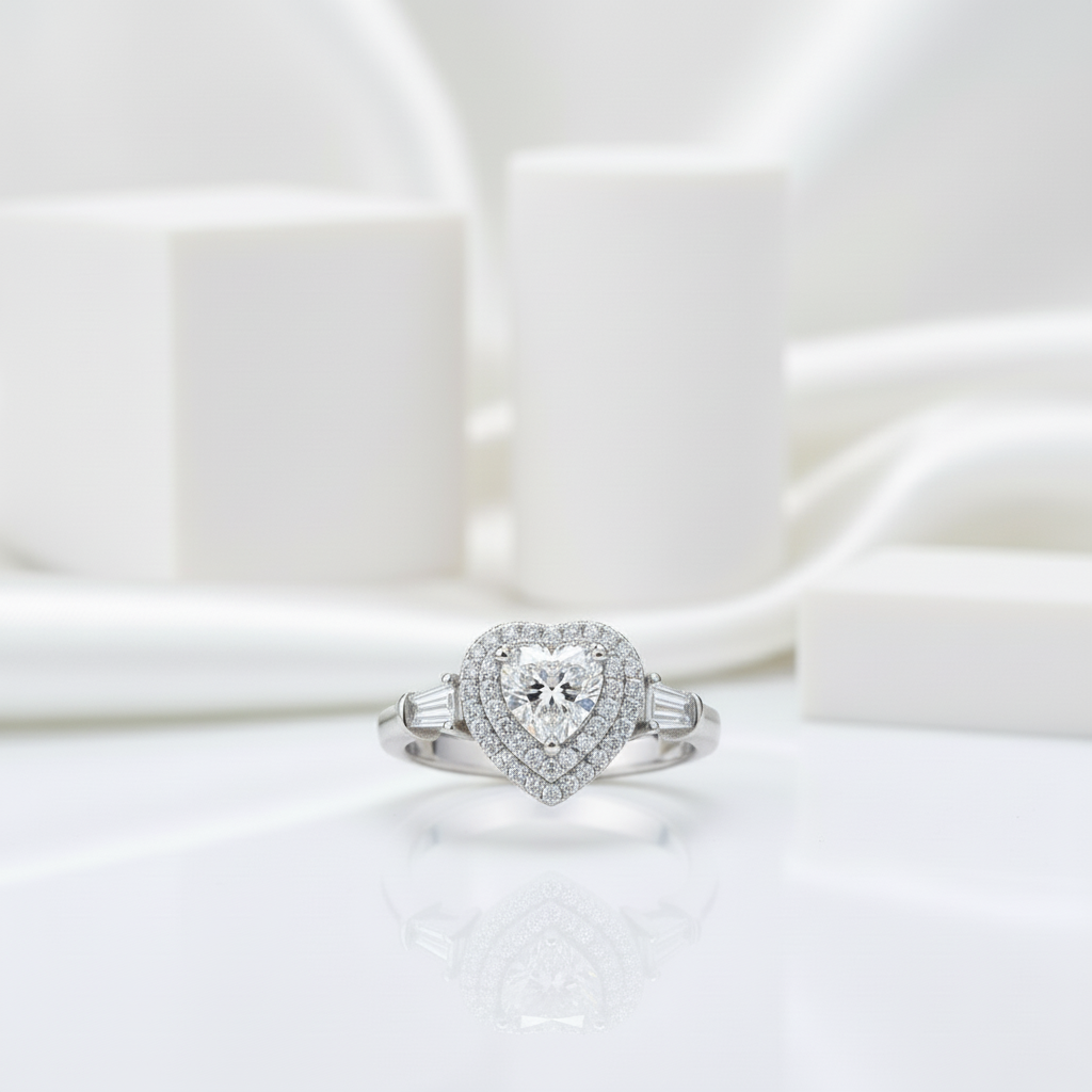 1ct Heart Cut Diamond Engagement Ring-Black Diamonds New York