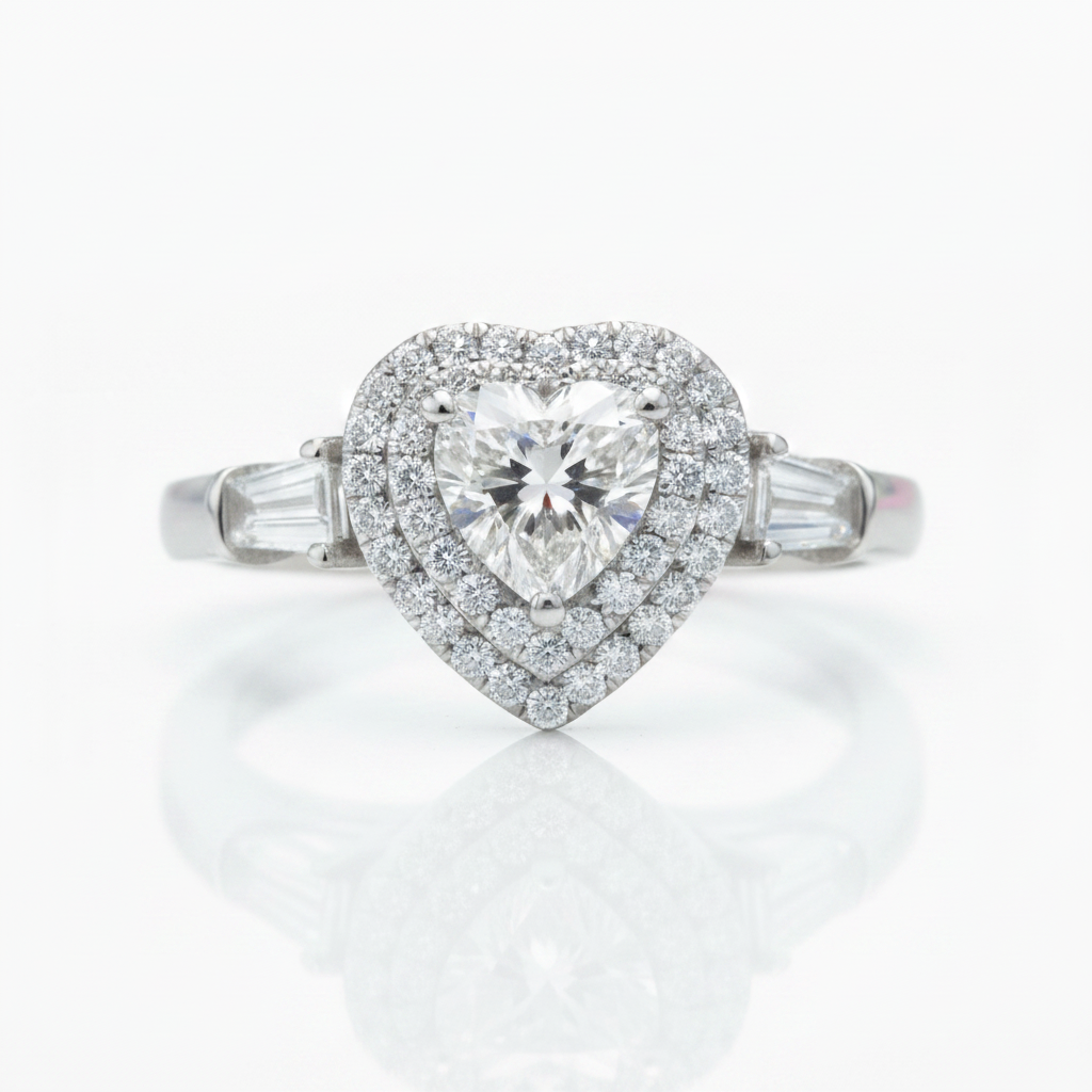 1ct Heart Cut Diamond Option Engagement Ring-Black Diamonds New York