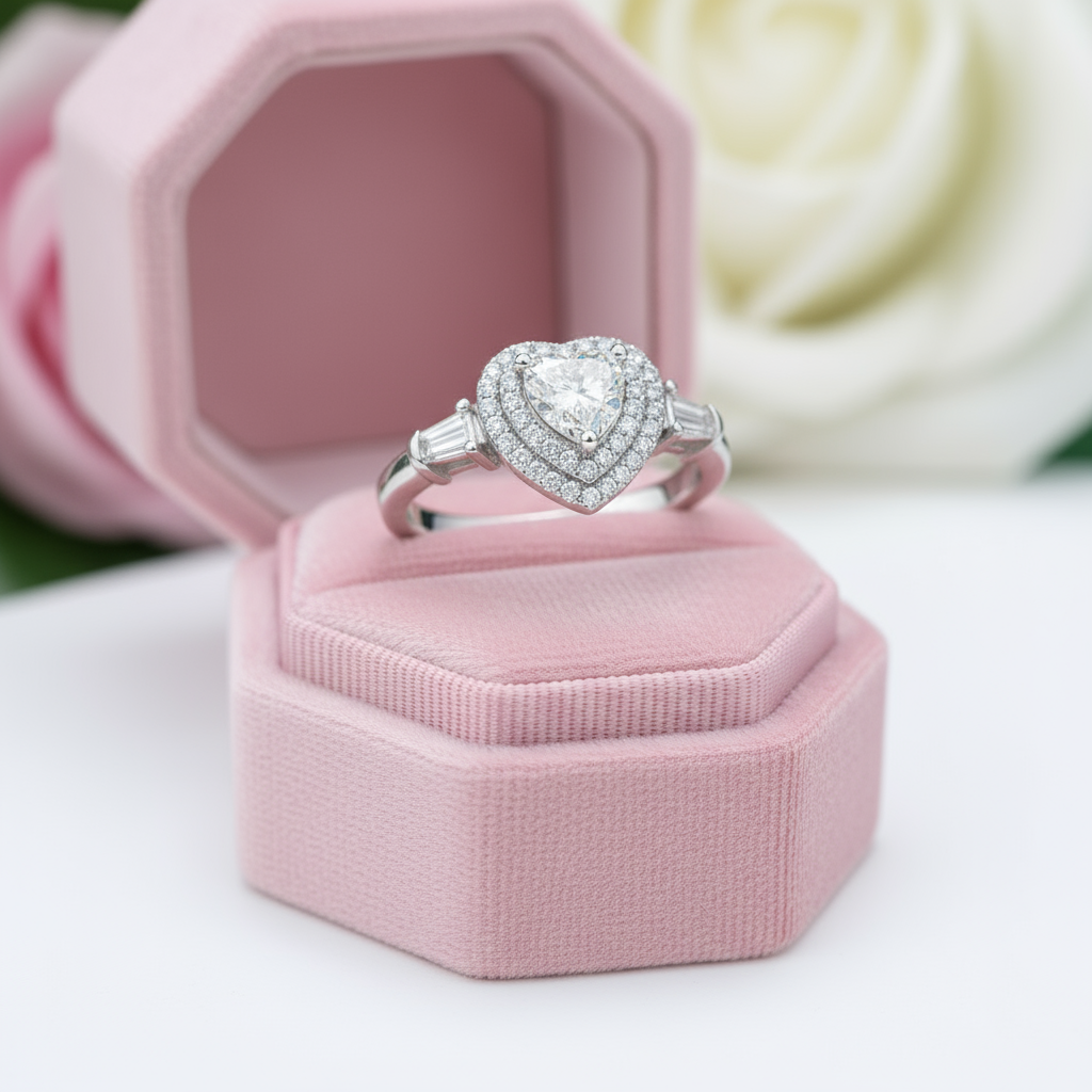 1ct Heart Cut Diamond Option Engagement Ring-Black Diamonds New York