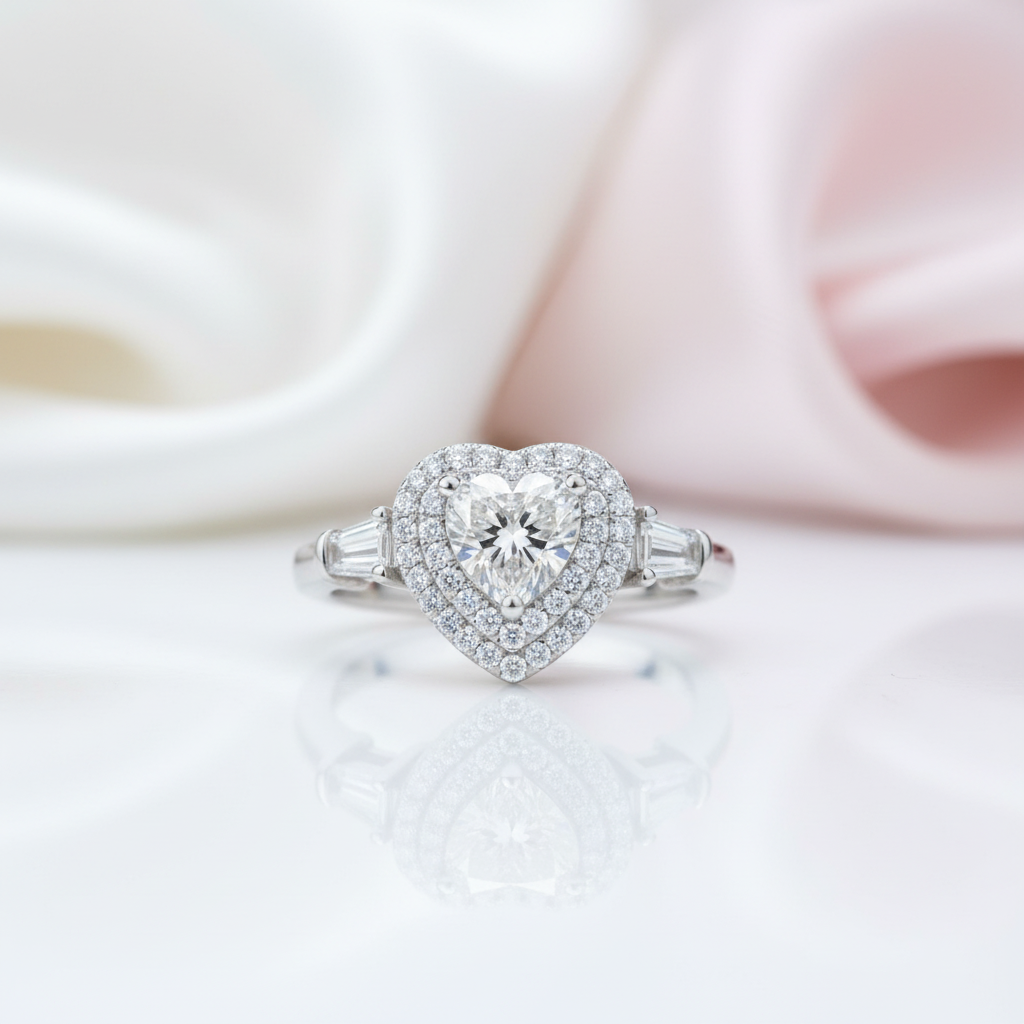 1ct Heart Cut Diamond Option Engagement Ring-Black Diamonds New York