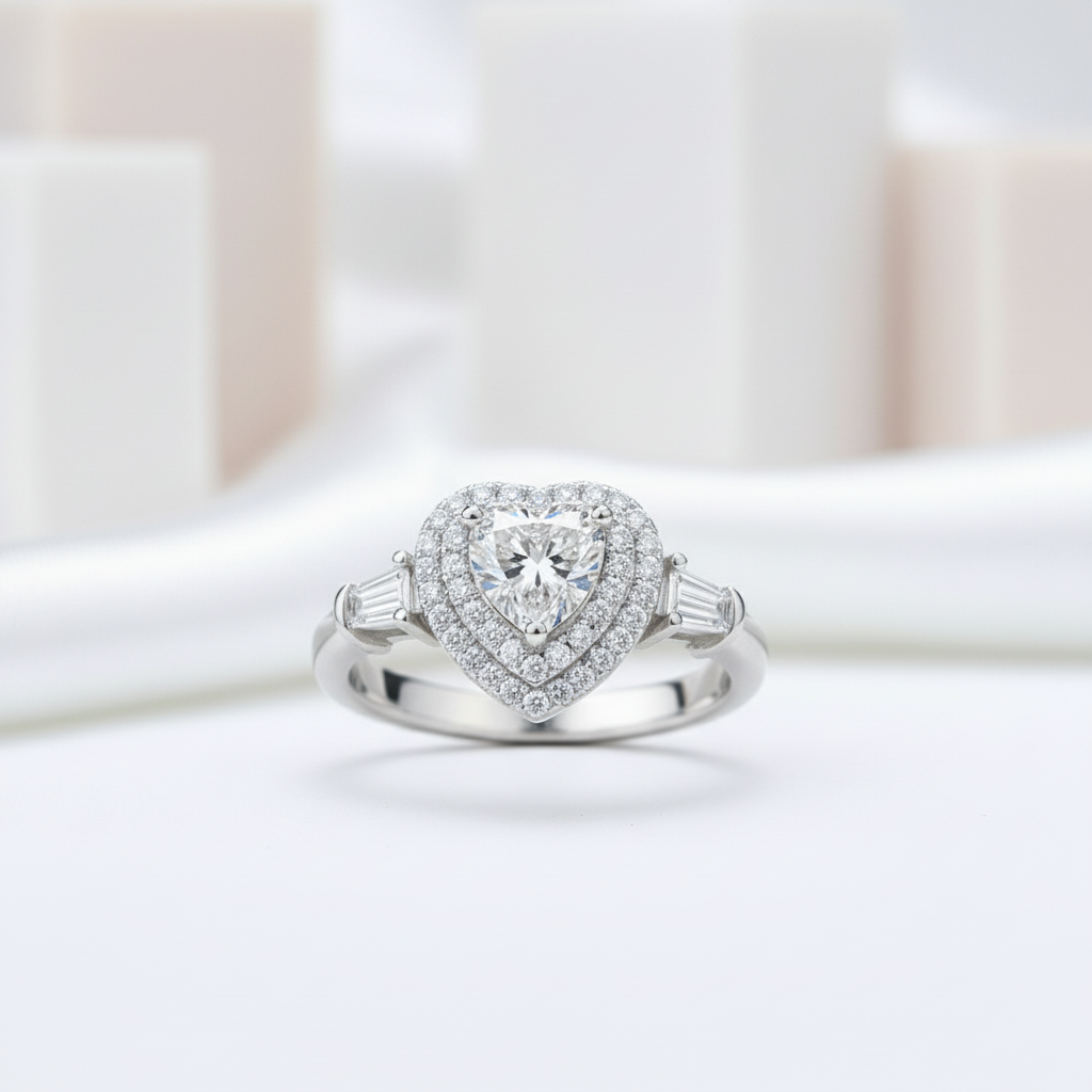 1ct Heart Cut Diamond Engagement Ring-Black Diamonds New York