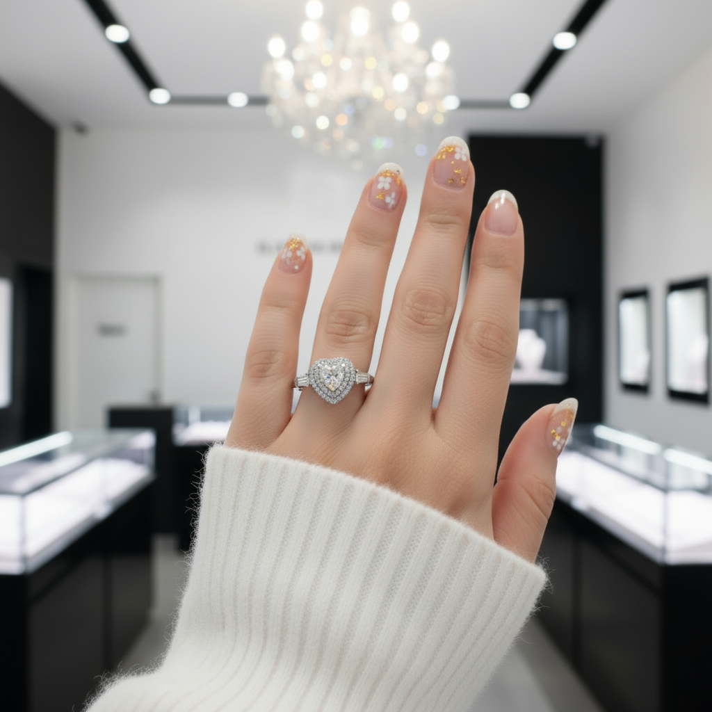 1ct Heart Cut Diamond Engagement Ring-Black Diamonds New York