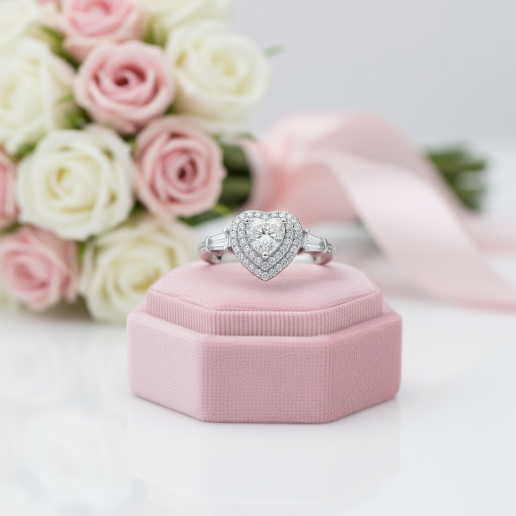 1ct Heart Cut Diamond Option Engagement Ring-Black Diamonds New York