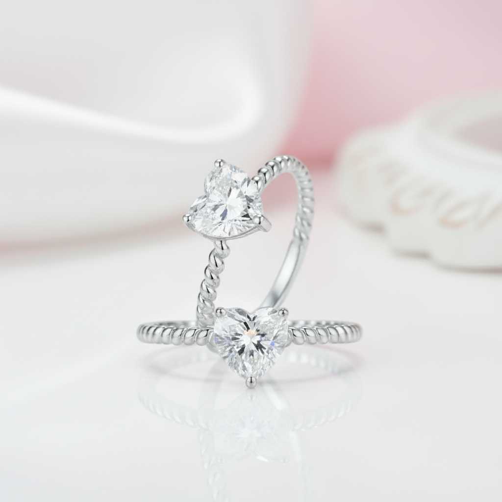 1ct Heart Cut Diamond Option Ring-Black Diamonds New York