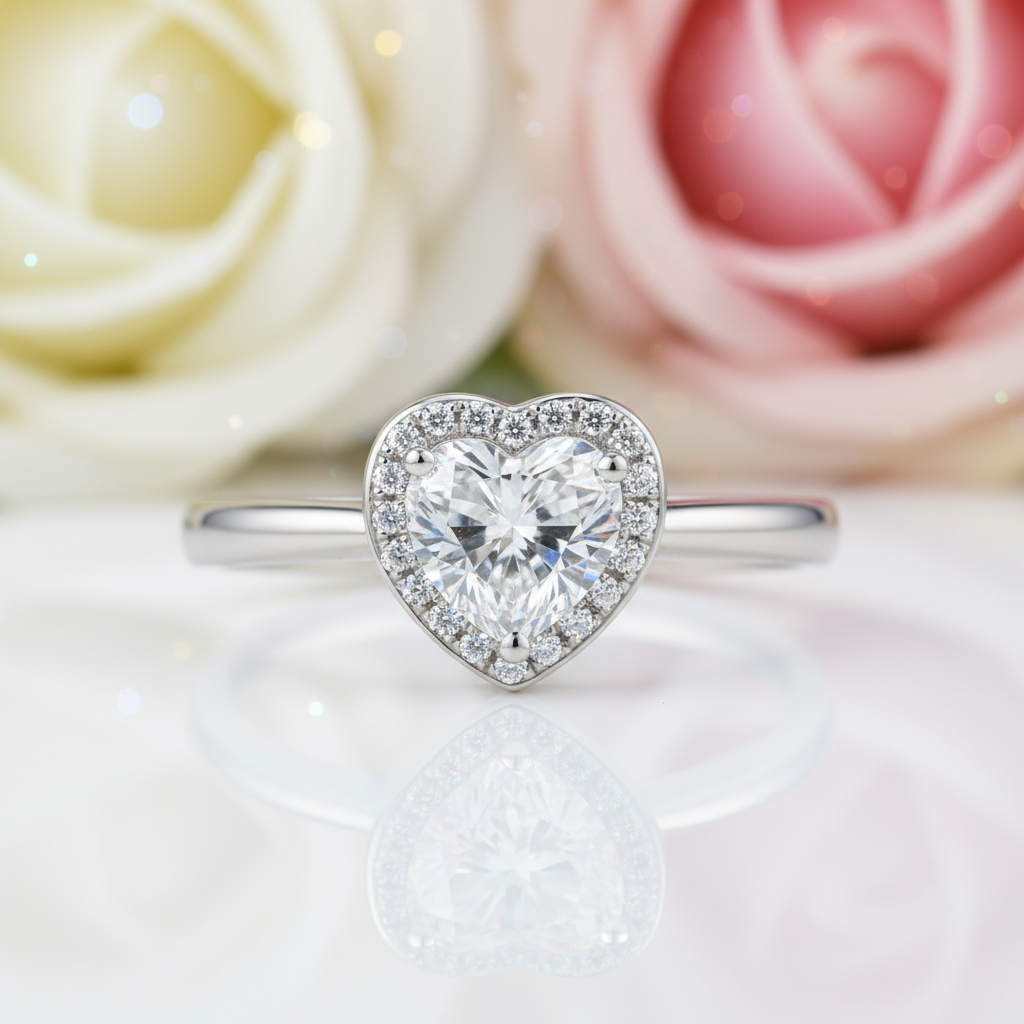 1ct Heart Halo Diamond Ring-Black Diamonds New York