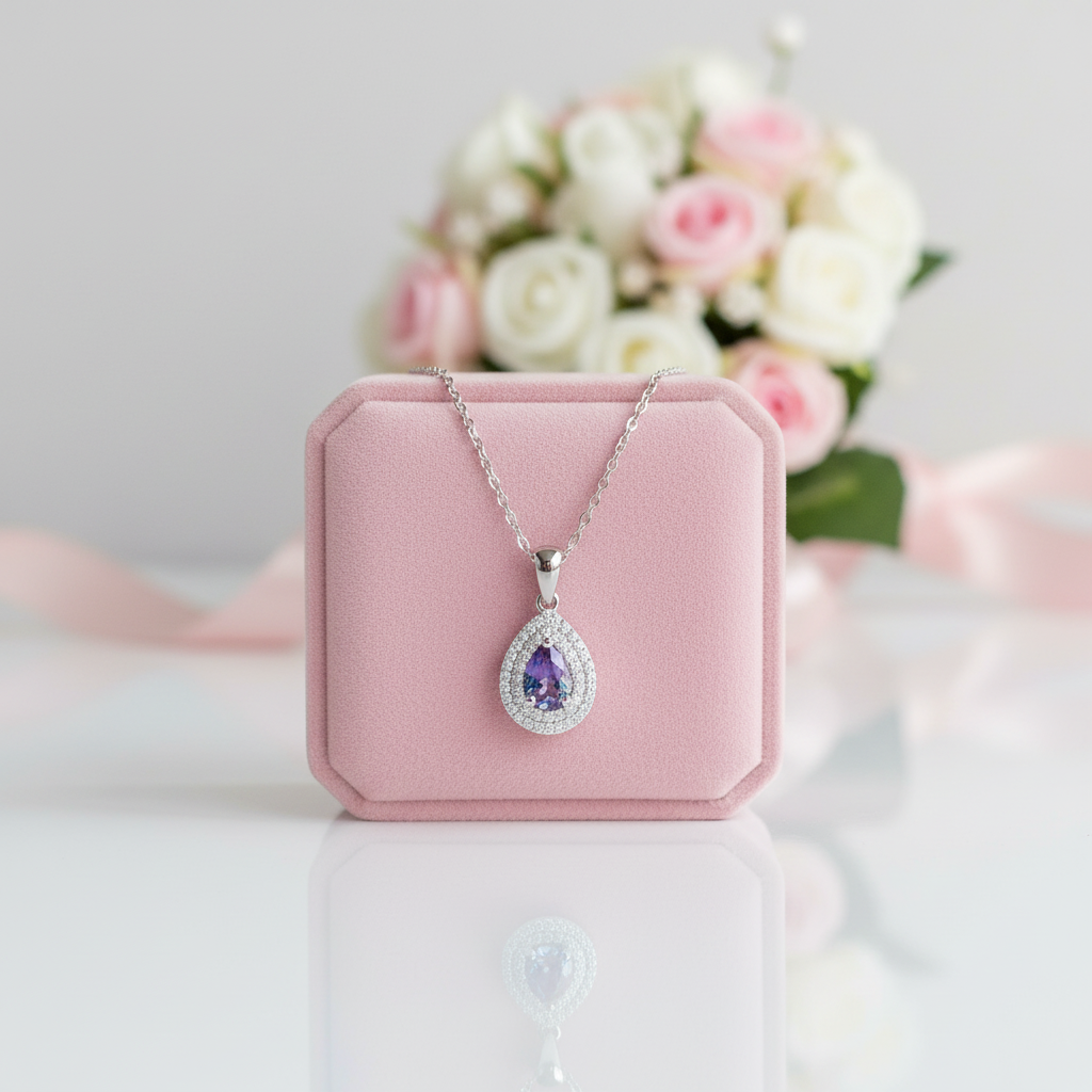1.0 Ct Lab Alexandrite Pendant Necklace-Black Diamonds New York