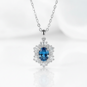 1.0 Ct Oval Cut Lab Alexandrite Pendant Necklace-Black Diamonds New York