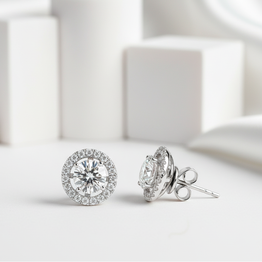 1ct Diamond 4 Claws Stud Earrings-Black Diamonds New York