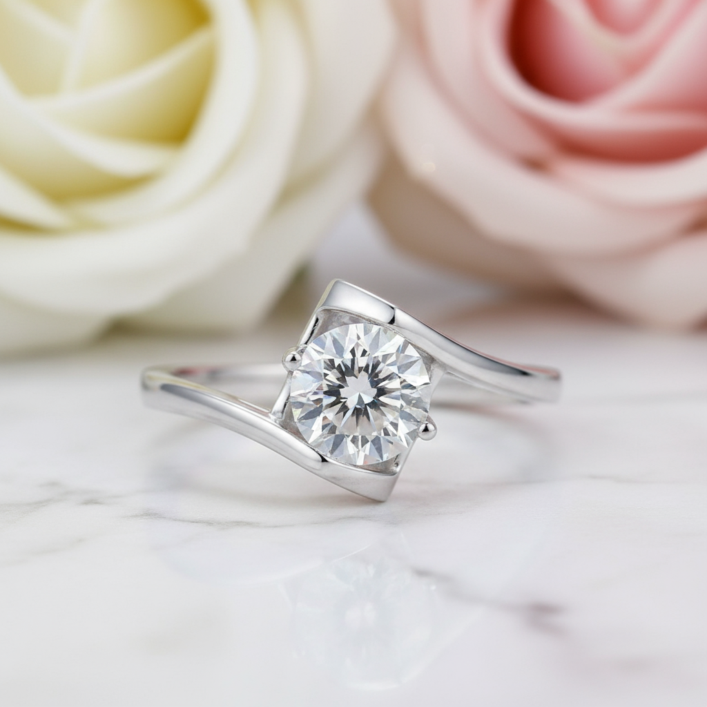 6.5mm 1Ct Diamond Engagement Ring-Black Diamonds New York