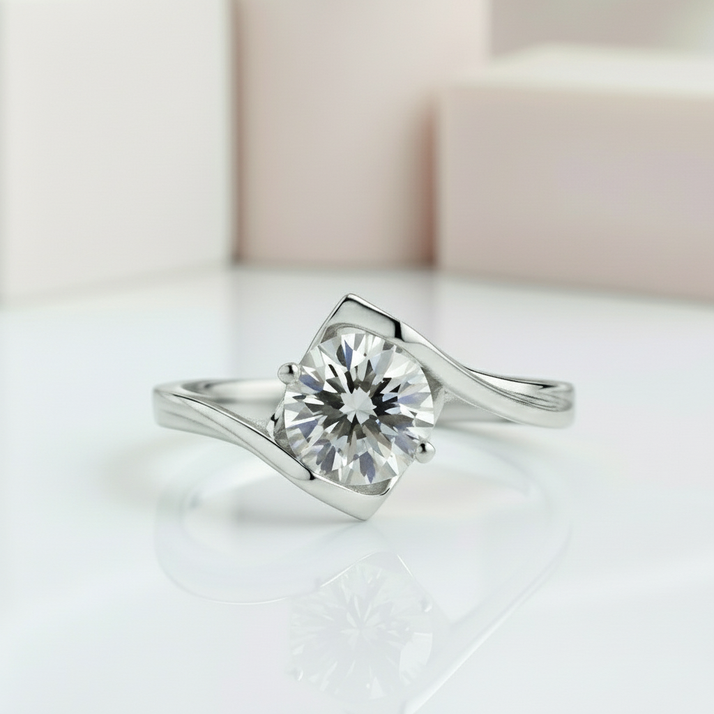 6.5mm 1Ct Diamond Engagement Ring-Black Diamonds New York