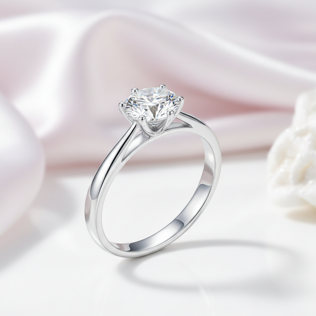 1ct Diamond Option Classic 6 Claws Engagement Ring-Black Diamonds New York