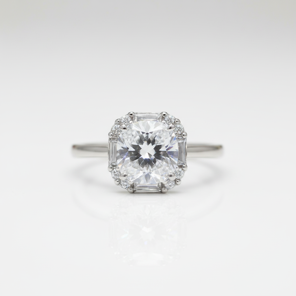 1.0 Ct Diamond Option Cushion Engagement Ring-Black Diamonds New York
