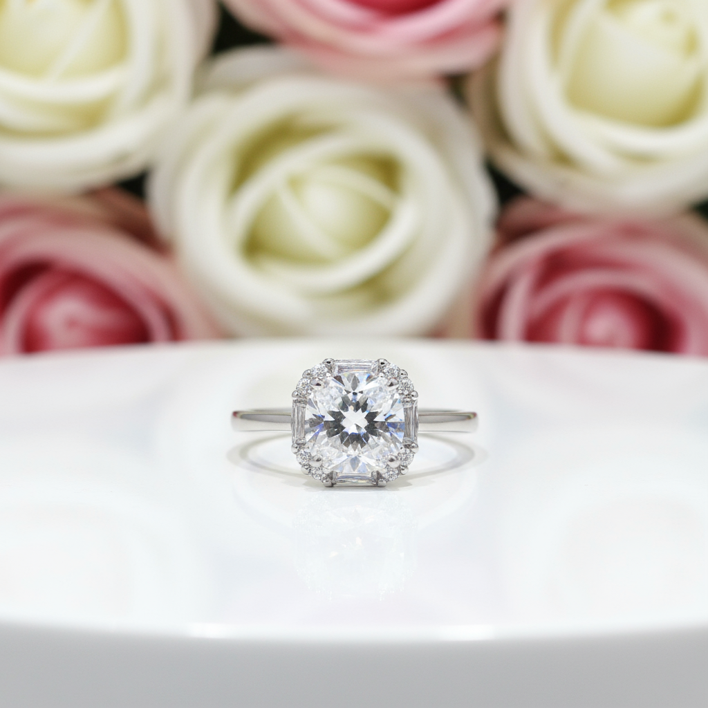 1.0 Ct Diamond Cushion Engagement Ring-Black Diamonds New York