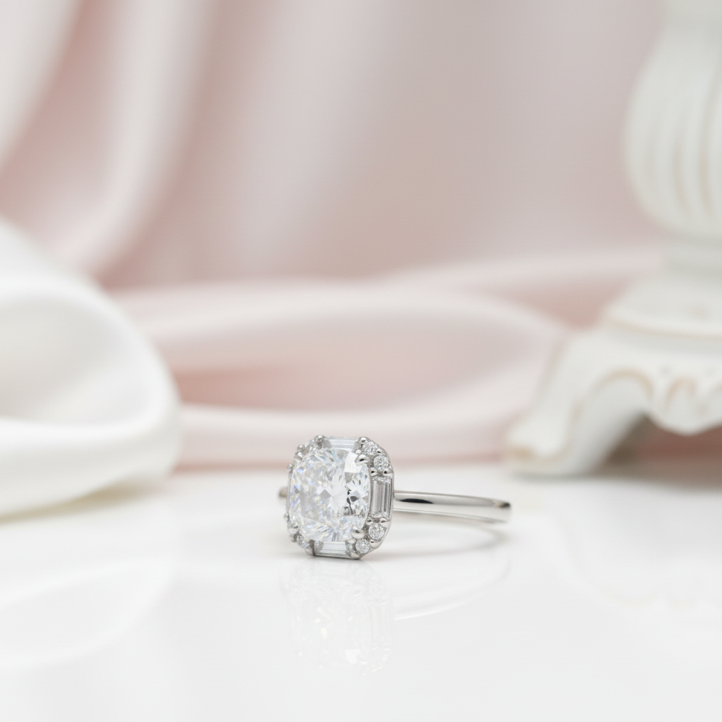 1.0 Ct Diamond Option Cushion Engagement Ring-Black Diamonds New York