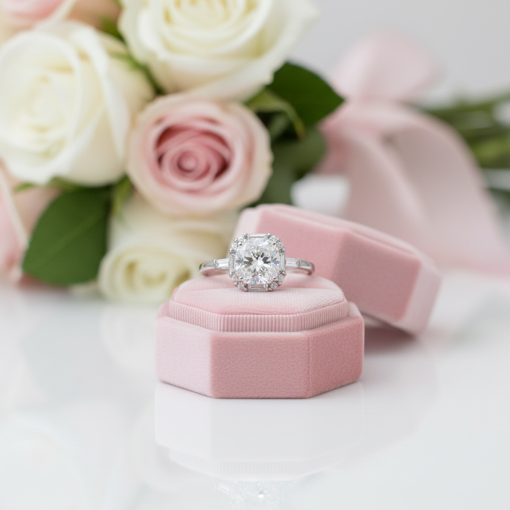 1.0 Ct Diamond Option Cushion Engagement Ring-Black Diamonds New York