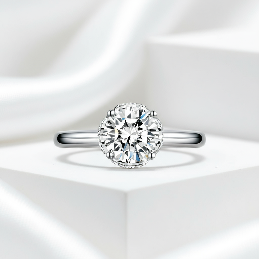 1ct Diamond 14k White Gold Engagement Ring-Black Diamonds New York