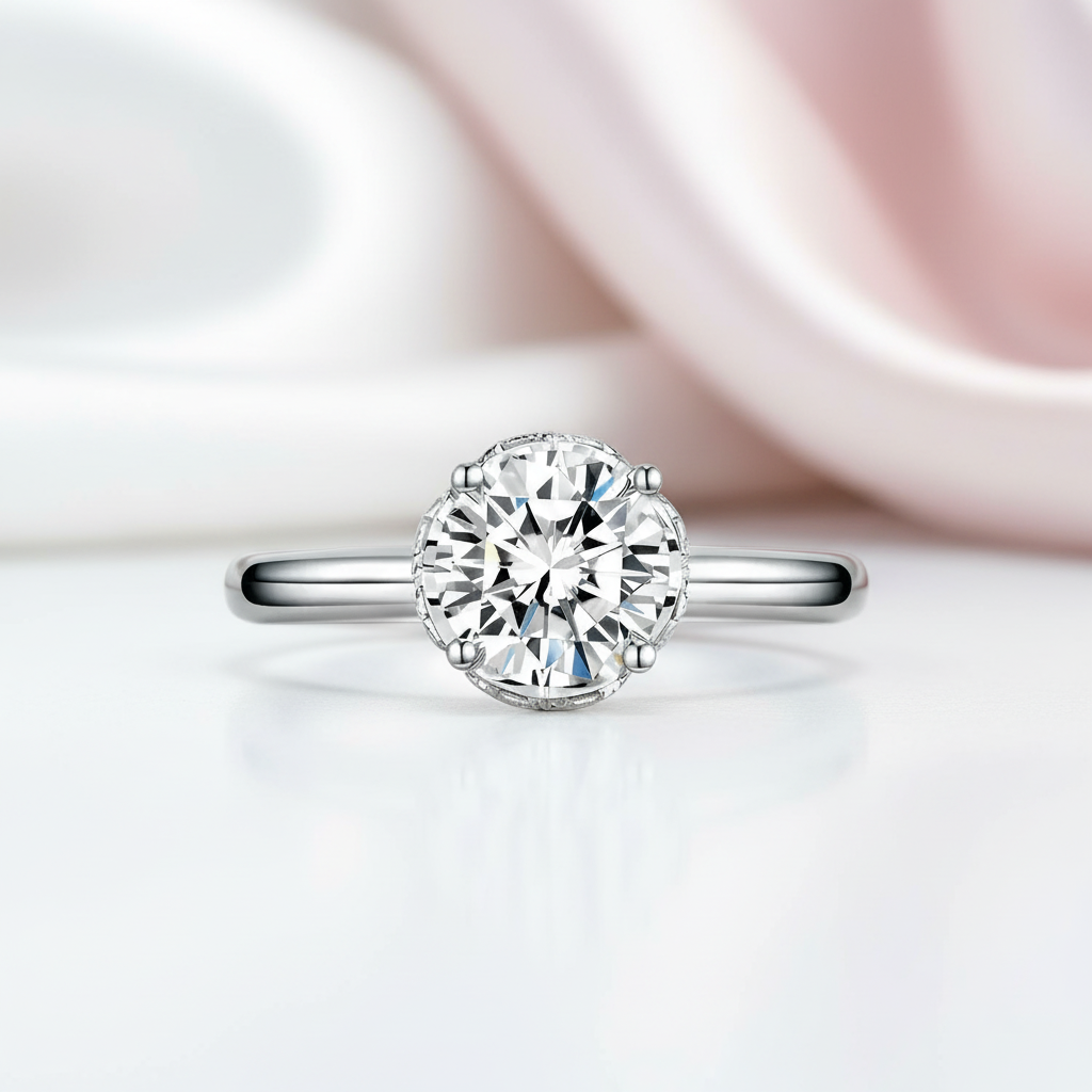 1ct Diamond Option 14k White Gold Engagement Ring-Black Diamonds New York