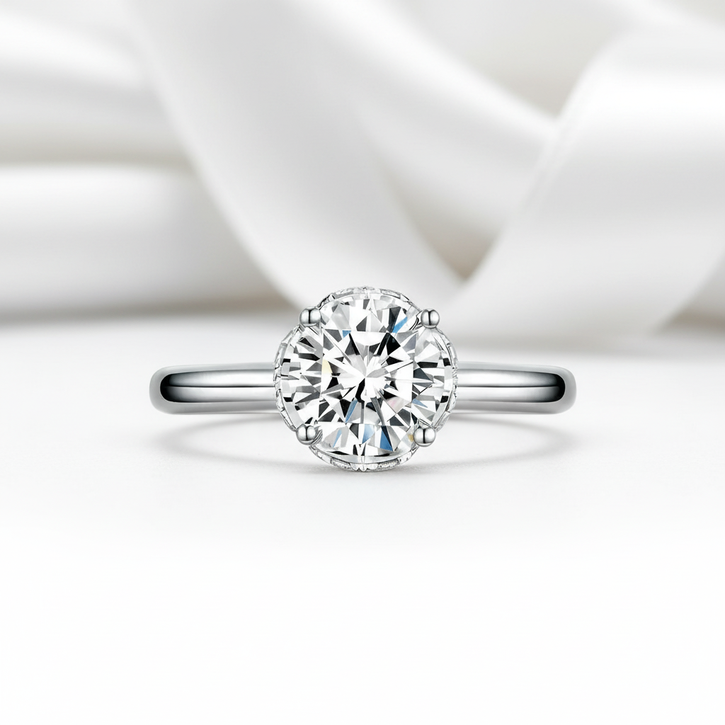 1ct Diamond Option 14k White Gold Engagement Ring-Black Diamonds New York