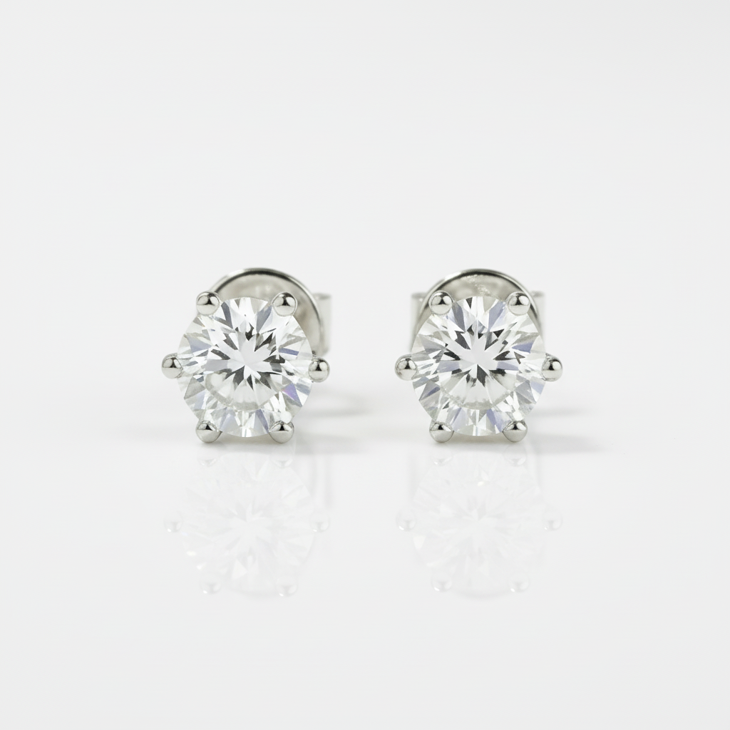 1ct Diamond Option 6 Claws Stud Earrings-Black Diamonds New York