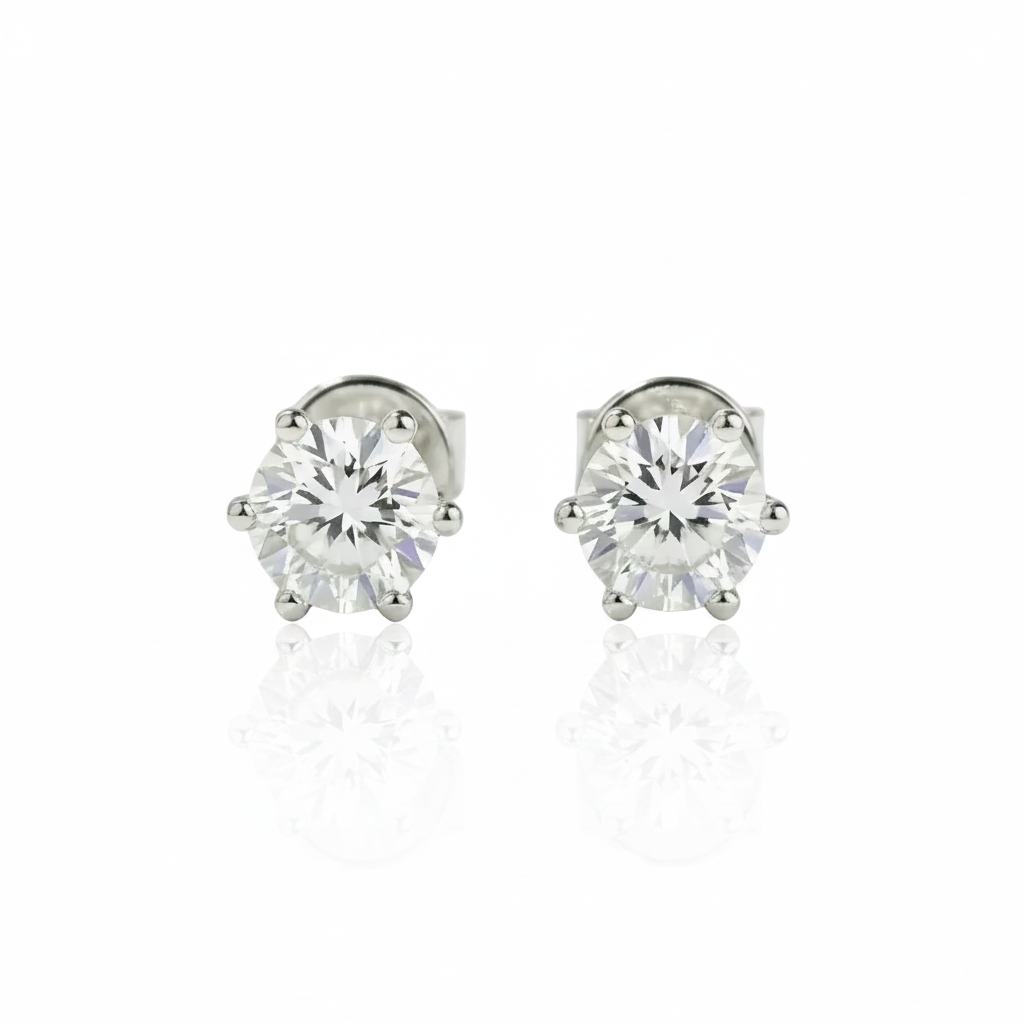 1ct Diamond Option 6 Claws Stud Earrings-Black Diamonds New York
