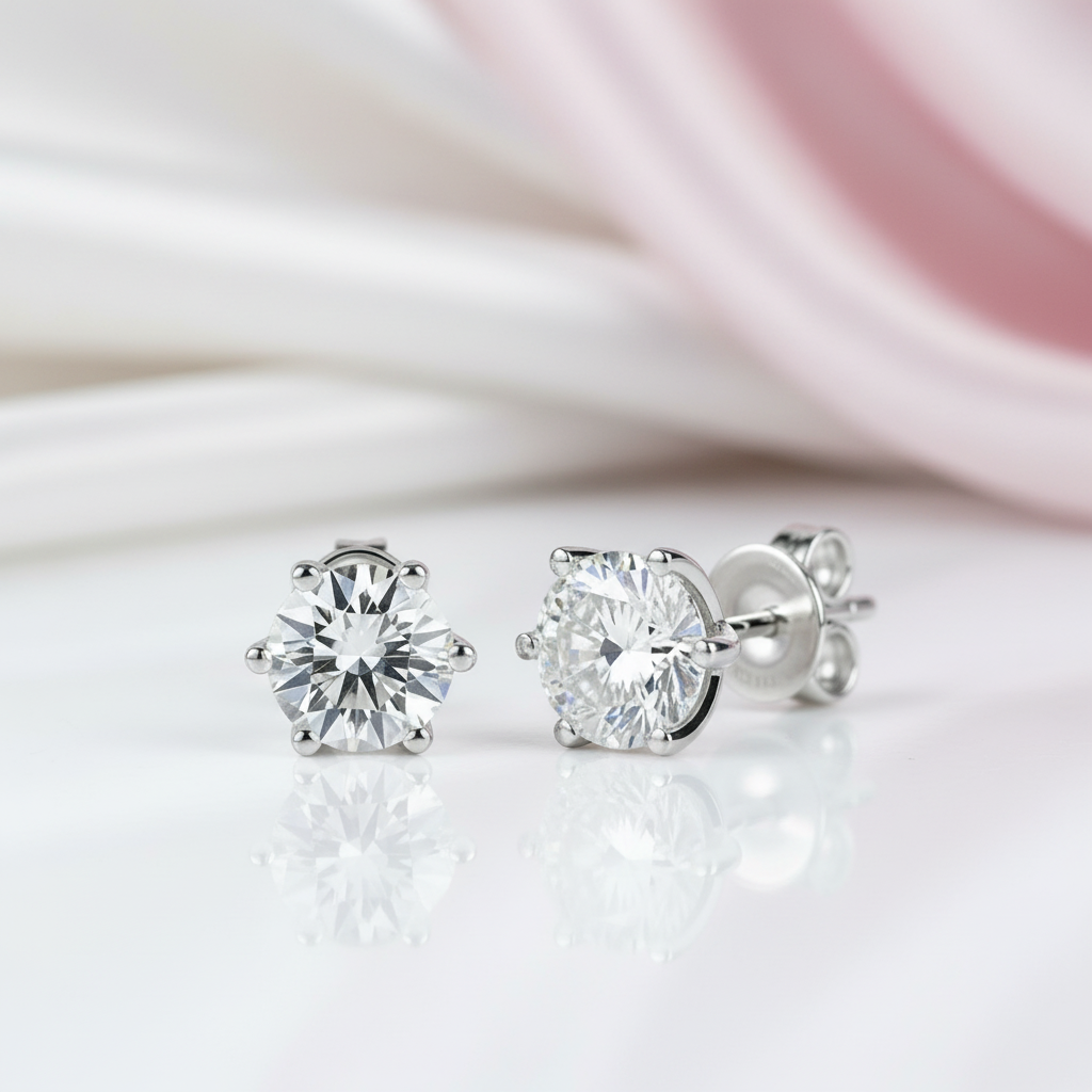1ct Diamond Option 6 Claws Stud Earrings-Black Diamonds New York