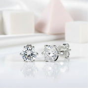 1ct Diamond 6 Claws Stud Earrings-Black Diamonds New York