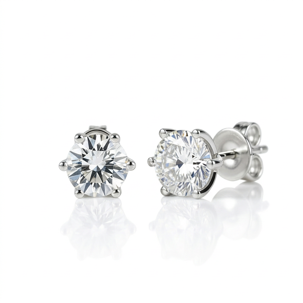 1ct Diamond Option 6 Claws Stud Earrings-Black Diamonds New York