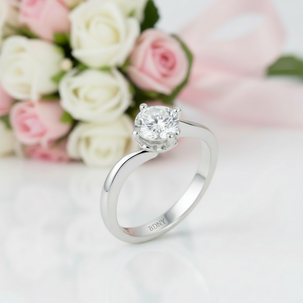 1ct Diamond Option Swirl Solitaire Ring-Black Diamonds New York