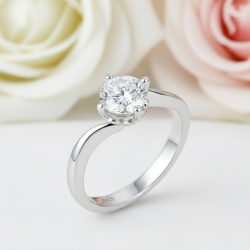 1ct Diamond Swirl Solitaire Ring-Black Diamonds New York