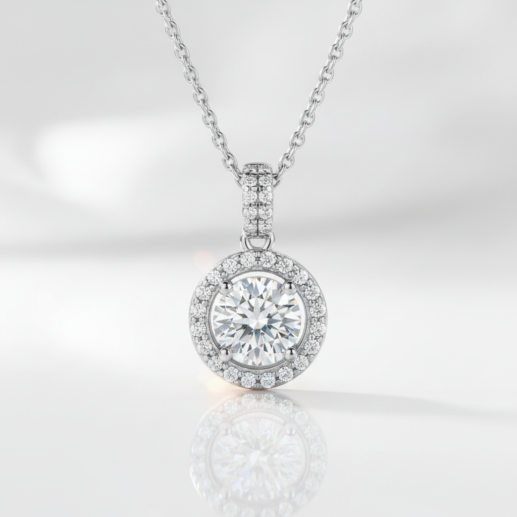 1.0 Ct Diamond Option Halo Pendant Necklace-Black Diamonds New York