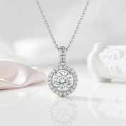1.0 Ct Diamond Option Halo Pendant Necklace-Black Diamonds New York