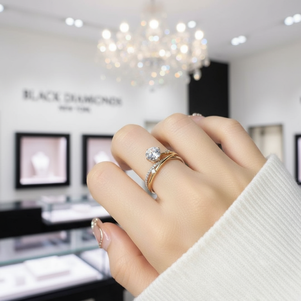 1.0 Ct Diamond Option Wedding Ring-Black Diamonds New York