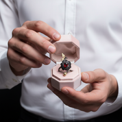 1Ct Garnet Rose Flower Rings-Black Diamonds New York