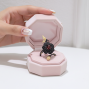 1Ct Garnet Rose Flower Rings-Black Diamonds New York
