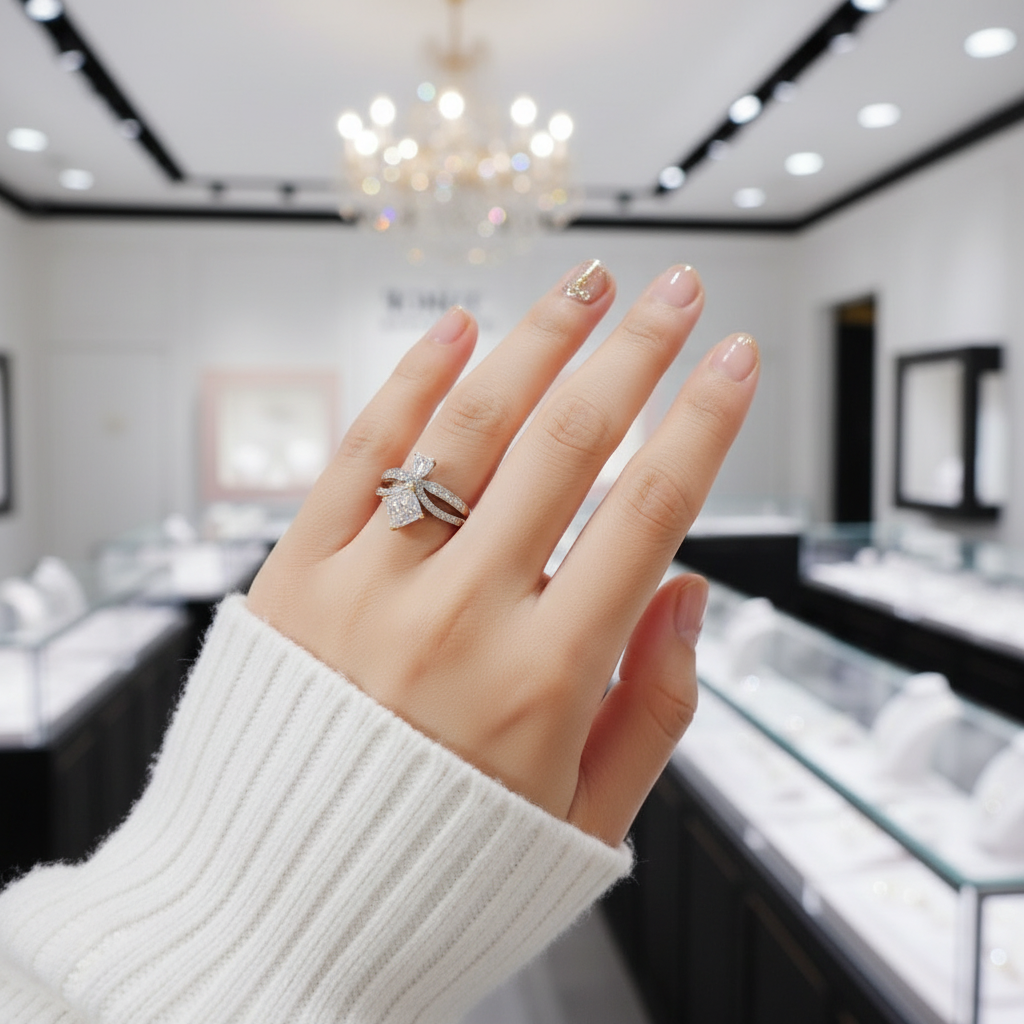 1ct Princess Cut Diamond Option Cute Water Drop Crown Engagement Ring-Black Diamonds New York