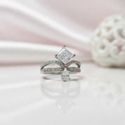 1ct Princess Cut Diamond Option Cute Water Drop Crown Engagement Ring-Black Diamonds New York