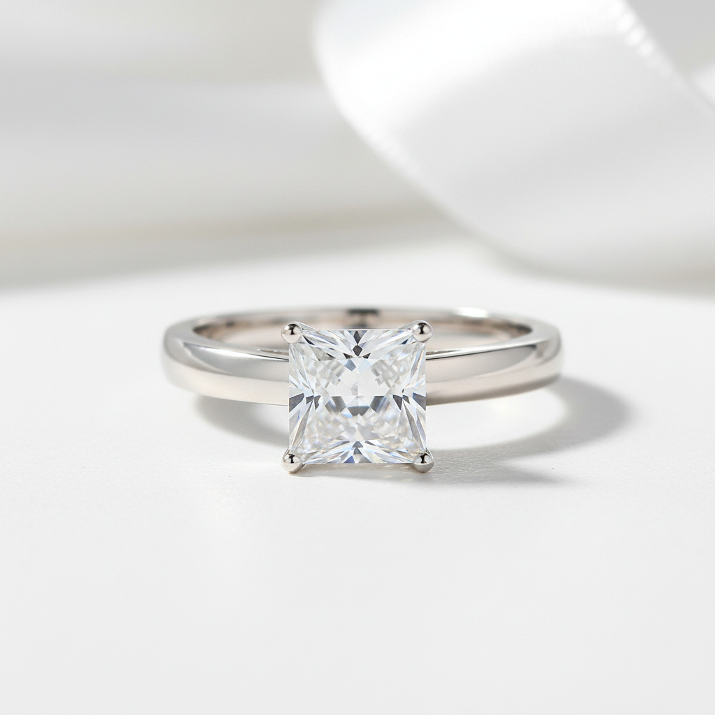 1ct Princess Cut Diamond Option 14k White Gold-Black Diamonds New York