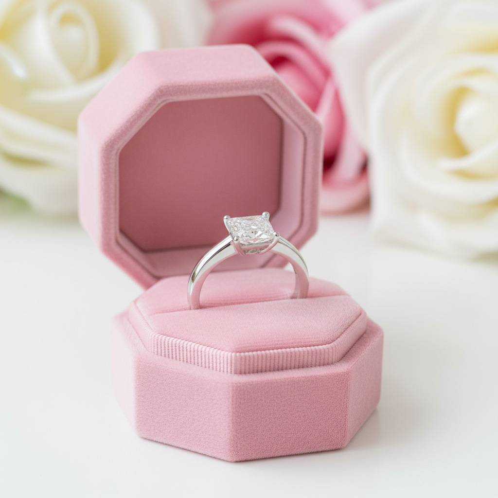 1ct Princess Cut Diamond 14k White Gold-Black Diamonds New York